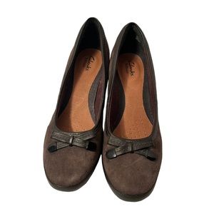 Clarks Artisan Women’s Brown Suede Chunky Heel Shoes Size 9 1/2 M